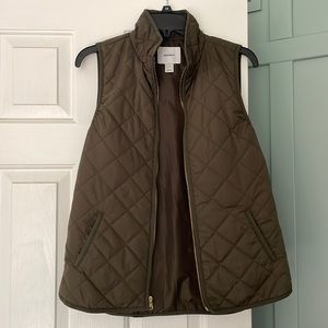 Quilted Hunter Green Olive Vest